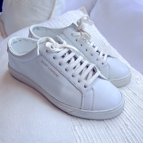 Saint Laurent Classic White Lace-Up Sneakers - Picture 1 of 5
